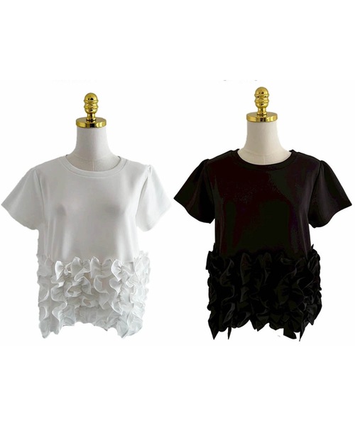 M y u(ミュー)の「SUSO OHANA T-shirt(Tシャツ/カットソー・レディース・ホワイト系1/ホワイト系2/ブラック系1/ブラック系2・FREE)」の18枚目の写真