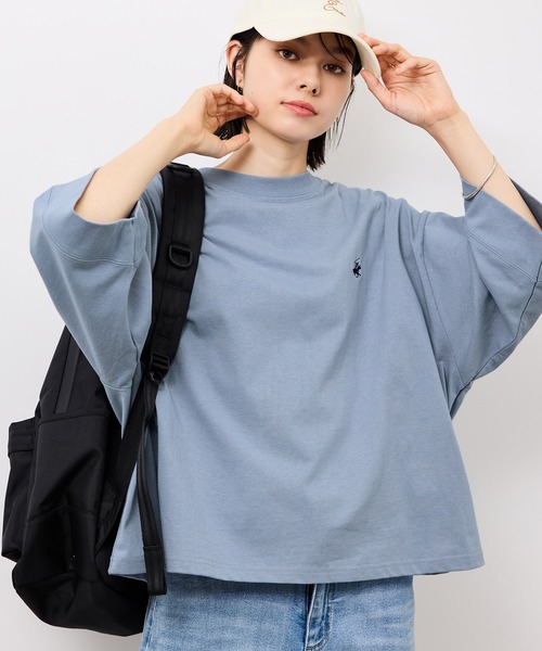 BEVERLY HILLS POLO CLUB（ビバリーヒルズポロクラブ）の「【BEVERLY HILLS POLO CLUB/ビバリーヒルズポロクラブ】ワイドスリーブTシャツ（Tシャツ/カットソー・レディース・チャコールグレー/ホワイト/サックスブルー・38）」の3枚目の写真