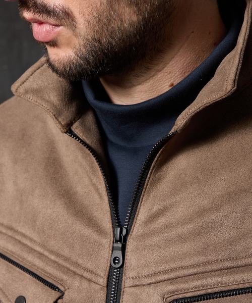 ポンチ起毛ジップアップブルゾン（ライダースジャケット）｜HIDEAWAYS