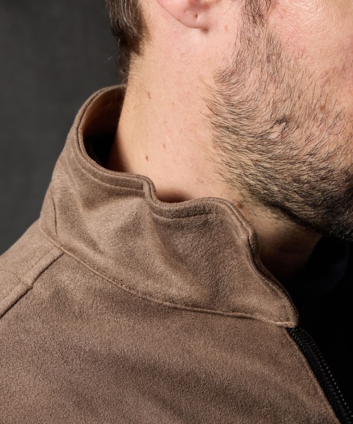 HIDEAWAYS NICOLE（ハイダウェイニコル）の「ポンチ起毛ジップアップブルゾン（ライダースジャケット・メンズ・グレイッシュベージュ/ブラック/オレンジ/シルバーグレー・MEDIUM/X-LARGE/LARGE）」の17枚目の写真