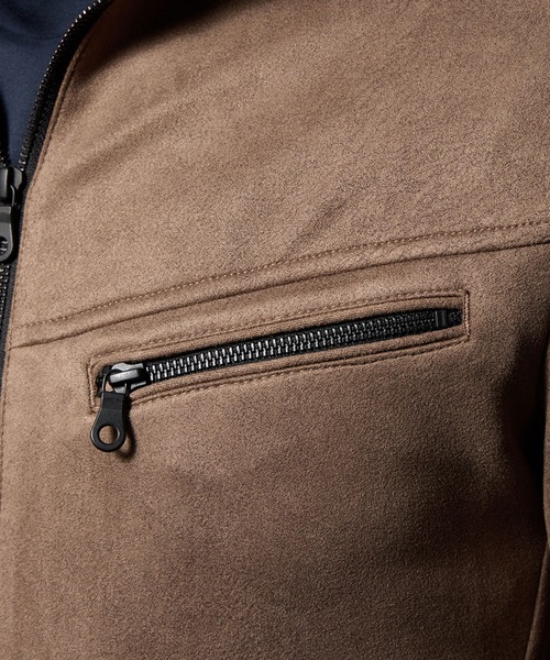 HIDEAWAYS NICOLE（ハイダウェイニコル）の「ポンチ起毛ジップアップブルゾン（ライダースジャケット・メンズ・グレイッシュベージュ/ブラック/オレンジ/シルバーグレー・MEDIUM/X-LARGE/LARGE）」の19枚目の写真