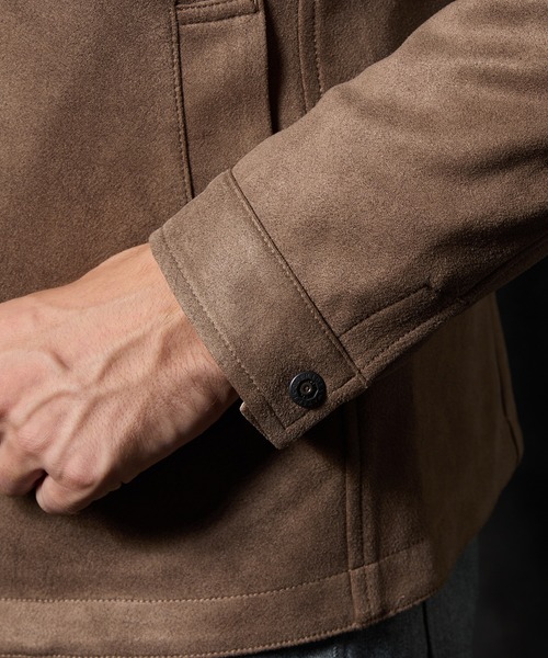 HIDEAWAYS NICOLE（ハイダウェイニコル）の「ポンチ起毛ジップアップブルゾン（ライダースジャケット・メンズ・グレイッシュベージュ/ブラック/オレンジ/シルバーグレー・MEDIUM/X-LARGE/LARGE）」の9枚目の写真