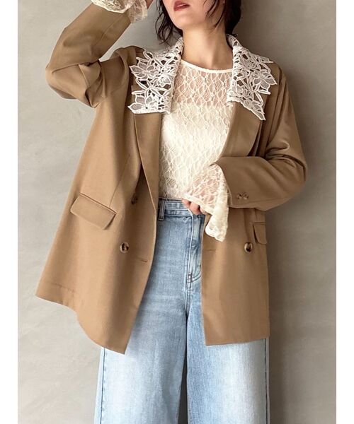 LAGUNAMOON（ラグナムーン）の「レースデタッチドカラージャケット（テーラードジャケット・レディース・ブラック/ベージュ/ネイビー・FREE）」の19枚目の写真