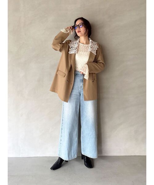 LAGUNAMOON（ラグナムーン）の「レースデタッチドカラージャケット（テーラードジャケット・レディース・ブラック/ベージュ/ネイビー・FREE）」の18枚目の写真