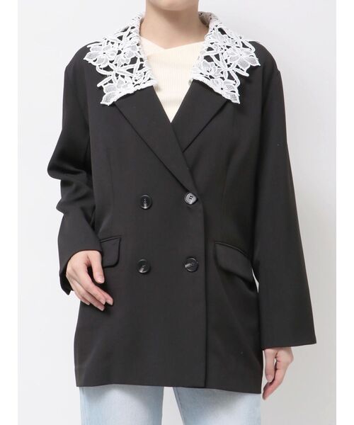 LAGUNAMOON（ラグナムーン）の「レースデタッチドカラージャケット（テーラードジャケット・レディース・ブラック/ベージュ/ネイビー・FREE）」の7枚目の写真