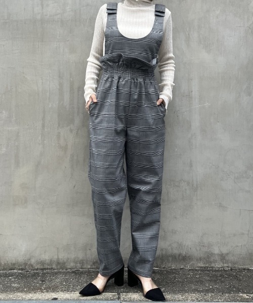 HONEY MI HONEY（ハニーミーハニー）の「two-way high waist rompers（つなぎ/オールインワン・レディース・グレー/ブラック/チェック・FREE）」の12枚目の写真