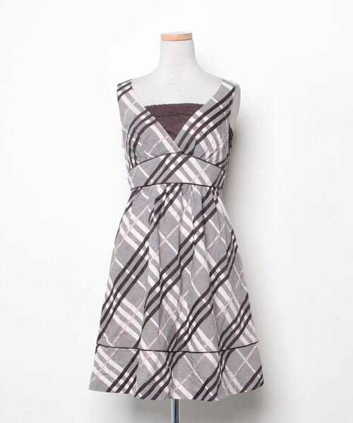 バーバリー グレー チェック柄 ノースリーブ ワンピース バーバリー