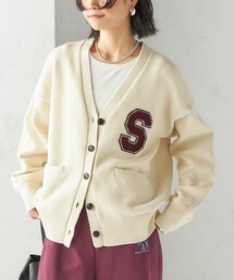 〈手洗い可能〉サガラ ワッペン レタード カーディガン