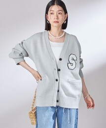 〈手洗い可能〉サガラ ワッペン レタード カーディガン