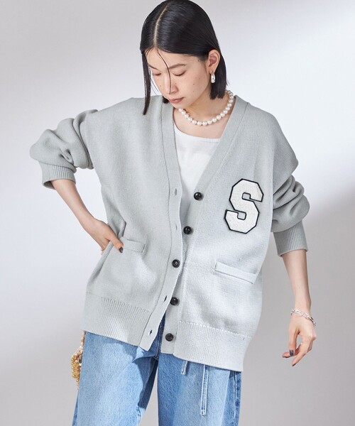 SHIPS(シップス)の「〈手洗い可能〉サガラ ワッペン レタード カーディガン(カーディガン/ボレロ・レディース・オフホワイト/ライトグレー・ONE SIZE)」の11枚目の写真
