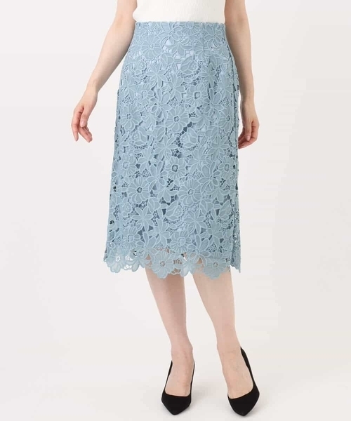 OFUON le MK（オフオンルエムケー）の「フラワーレースタイトスカート/洗える（スカート・レディース・ライトブルー/ブラウン・40/38/36）」の18枚目の写真