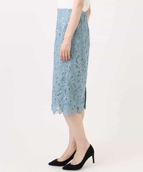 OFUON le MK（オフオンルエムケー）の「フラワーレースタイトスカート/洗える（スカート・レディース・ライトブルー/ブラウン・40/38/36）」の19枚目の写真