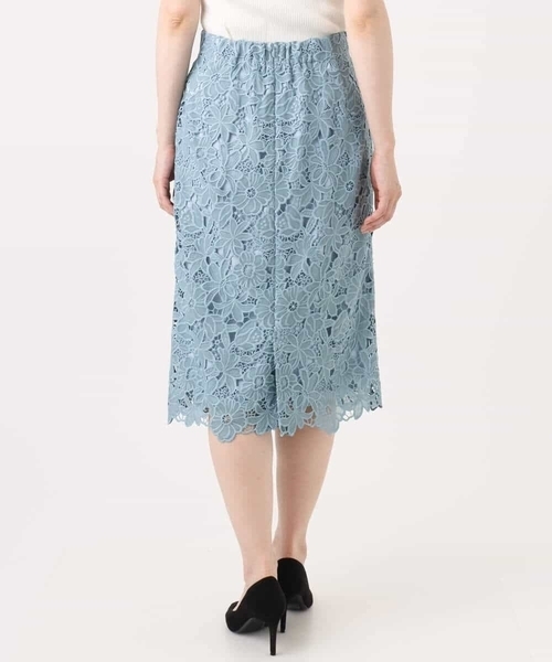 OFUON le MK（オフオンルエムケー）の「フラワーレースタイトスカート/洗える（スカート・レディース・ライトブルー/ブラウン・40/38/36）」の20枚目の写真