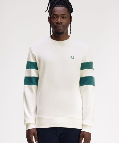 トップス FREDPERRY Tipped Sweatshirt セール】Peached Tipped Sleeve Sweatshirt／ティップラインスリーブ