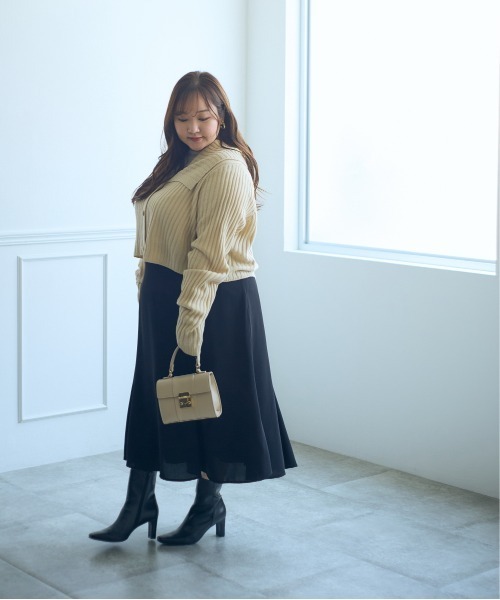 大きいサイズ＞【らめちゃんコラボ】2点セット（ニットワンピース＋