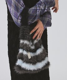 Ray BEAMS | シャギー ボーダー ニット バッグ(トートバッグ)