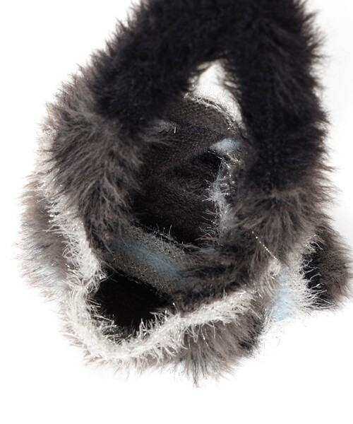 Ray BEAMS（レイビームス）の「シャギー ボーダー ニット バッグ（トートバッグ・レディース・イエロー/ピンク/ブラック・ONE SIZE）」の9枚目の写真