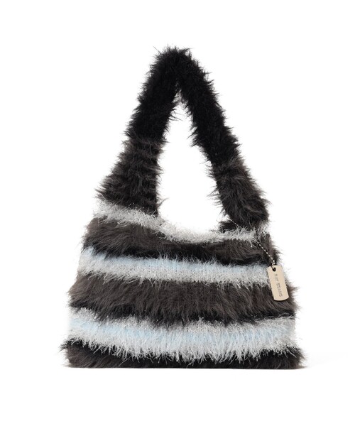 Ray BEAMS（レイビームス）の「シャギー ボーダー ニット バッグ（トートバッグ・レディース・イエロー/ピンク/ブラック・ONE SIZE）」の10枚目の写真