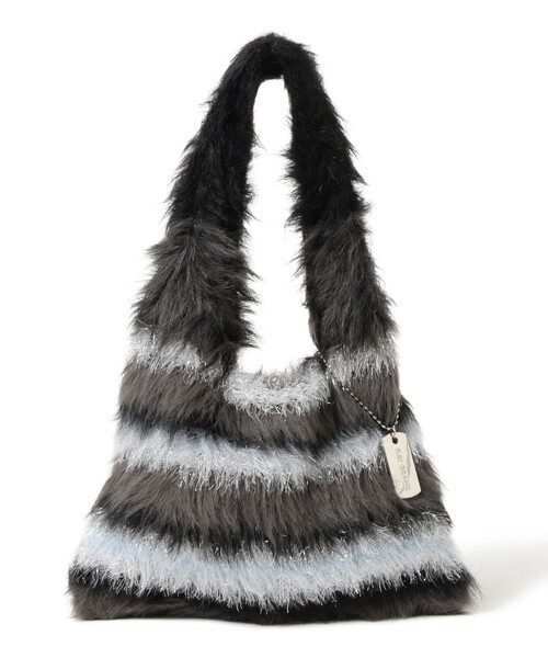 Ray BEAMS（レイビームス）の「シャギー ボーダー ニット バッグ（トートバッグ・レディース・イエロー/ピンク/ブラック・ONE SIZE）」の14枚目の写真