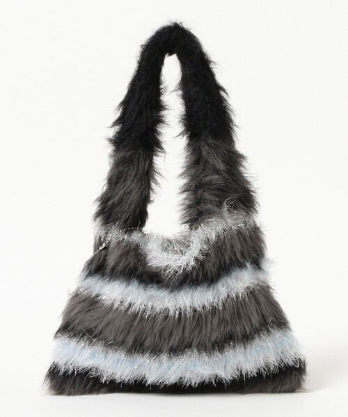 Ray BEAMS（レイビームス）の「シャギー ボーダー ニット バッグ（トートバッグ・レディース・イエロー/ピンク/ブラック・ONE SIZE）」の15枚目の写真