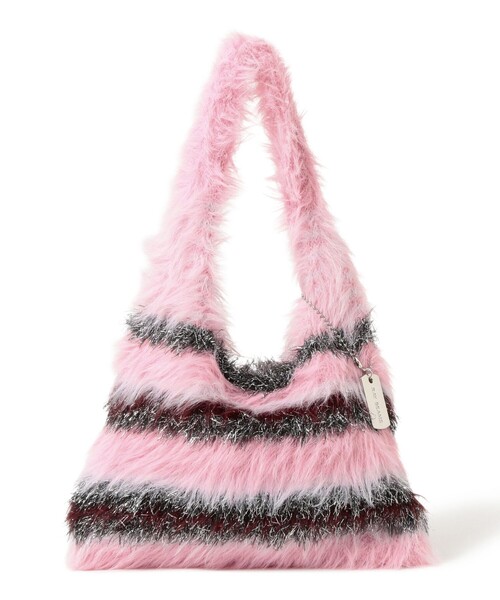 Ray BEAMS（レイビームス）の「シャギー ボーダー ニット バッグ（トートバッグ・レディース・イエロー/ピンク/ブラック・ONE SIZE）」の17枚目の写真