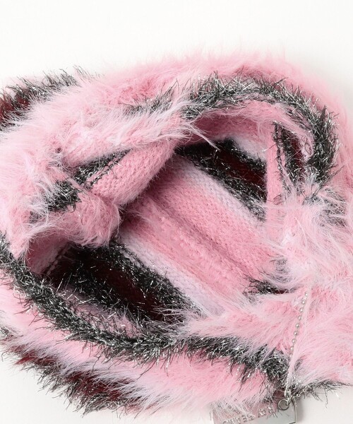 Ray BEAMS（レイビームス）の「シャギー ボーダー ニット バッグ（トートバッグ・レディース・イエロー/ピンク/ブラック・ONE SIZE）」の19枚目の写真