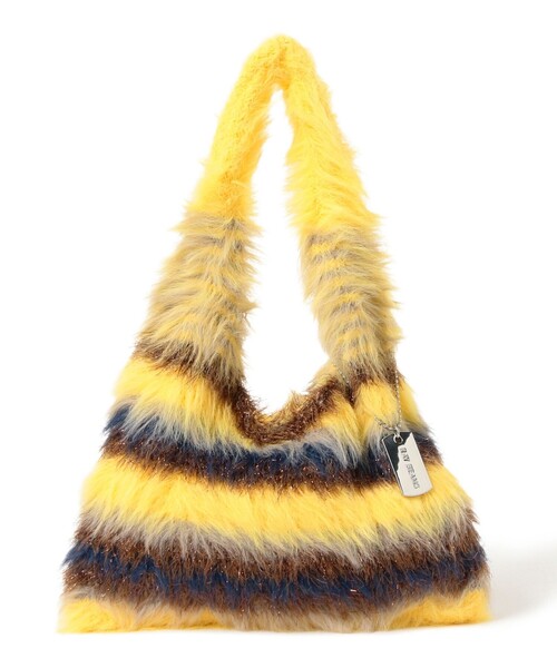 Ray BEAMS（レイビームス）の「シャギー ボーダー ニット バッグ（トートバッグ・レディース・イエロー/ピンク/ブラック・ONE SIZE）」の20枚目の写真