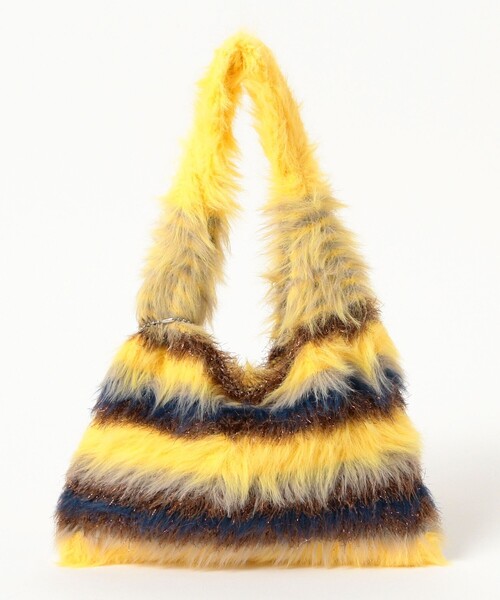 Ray BEAMS（レイビームス）の「シャギー ボーダー ニット バッグ（トートバッグ・レディース・イエロー/ピンク/ブラック・ONE SIZE）」の22枚目の写真