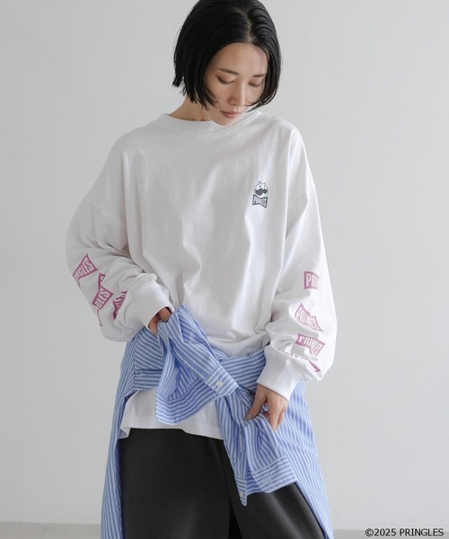 LOWRYS FARM(ローリーズファーム)の「【LFM(U)】PRINGLES/PTTLS 589264(Tシャツ/カットソー・メンズ・ホワイト/ブラック・MEDIUM/LARGE)」の1枚目の写真