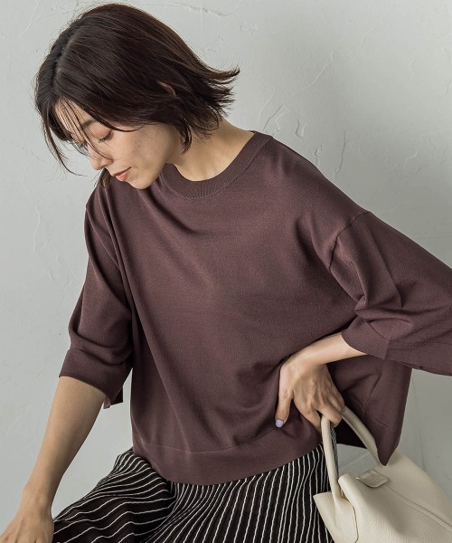 Droite lautreamont（ドロワットロートレアモン）の「ワイドTニット≪手洗い可能≫（ニット/セーター・レディース・ライトグレー/オフホワイト/イエロー/ブラウン・M）」の20枚目の写真