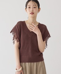 AMERICAN HOLIC（アメリカンホリック）の「袖フリンジショート丈プルオーバー（ニット/セーター）」