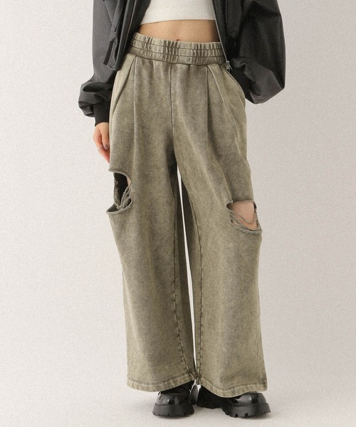 Heather（ヘザー）の「ダメージスウェットパンツ　586832（スウェットパンツ・レディース・スミクロ/グレー系その他/グレー・FREE）」の3枚目の写真