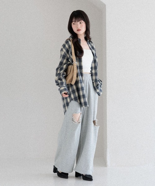 Heather（ヘザー）の「ダメージスウェットパンツ　586832（スウェットパンツ・レディース・スミクロ/グレー系その他/グレー・FREE）」の4枚目の写真