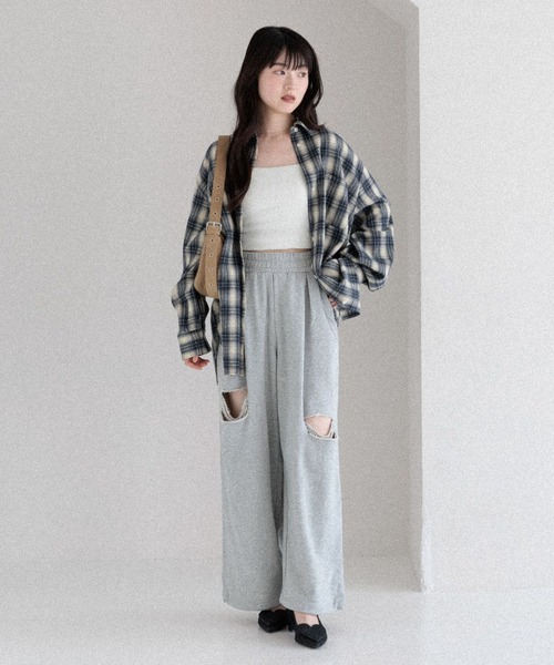 Heather（ヘザー）の「ダメージスウェットパンツ　586832（スウェットパンツ・レディース・スミクロ/グレー系その他/グレー・FREE）」の6枚目の写真