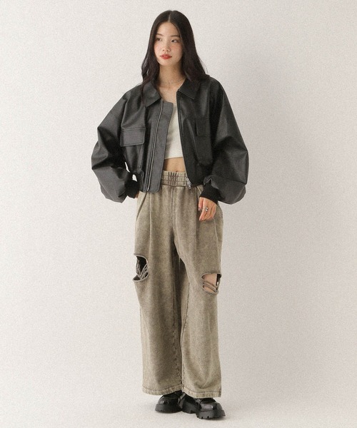 Heather（ヘザー）の「ダメージスウェットパンツ　586832（スウェットパンツ・レディース・スミクロ/グレー系その他/グレー・FREE）」の8枚目の写真