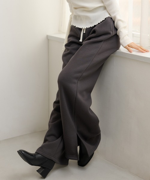 Lace Ladies（レースレディース）の「サイドスリット ワイド ストレート スウェット パンツ（スウェットパンツ・レディース・ブラウン/ダークグレー/ネイビー/ブラック・155cm/160cm/165）」の19枚目の写真
