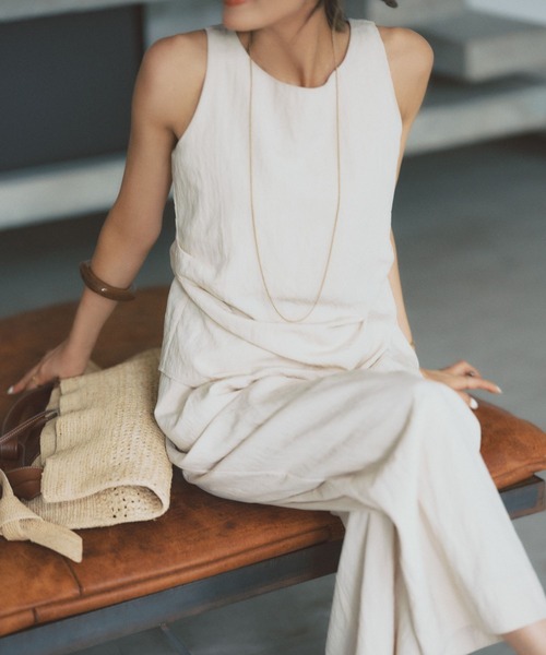セール】サイドタックノースリセットアップ（パンツドレス）｜A