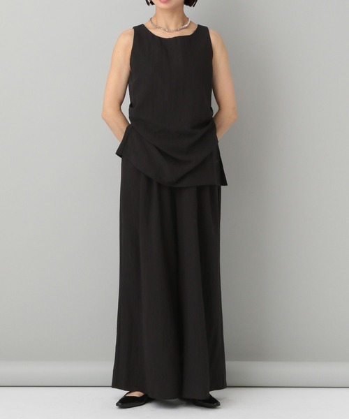 ドレス 黒 セットアップ Lace Ladies ドレス セットアップ風レース半袖×プリーツロング