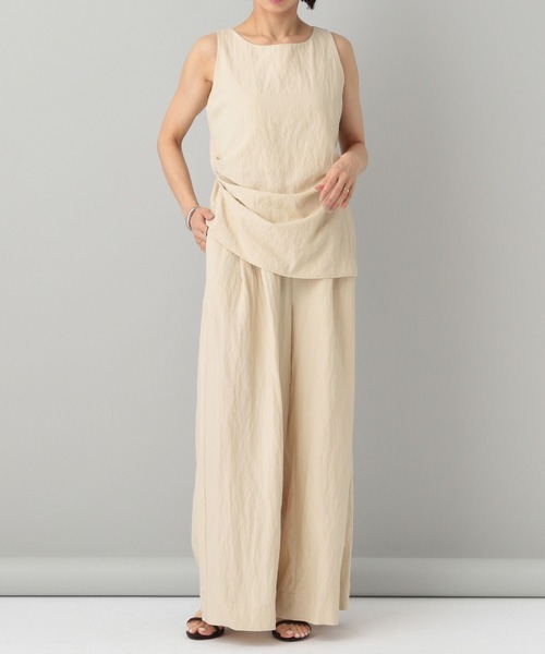 A part by（アパートバイ）の「サイドタックノースリセットアップ（パンツドレス・レディース・ライトベージュ/ブラック/ベージュ・FREE）」の7枚目の写真