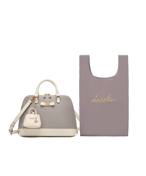 dazzlin（ダズリン）の「【dazzlin/ダズリン】バレッタリボン　エコバッグ入バッグチャーム付　ミディアムハンドバッグ（ハンドバッグ・レディース・ブラック/ブラック×ホワイト/ダークブラウン/グレー/ベージュ・FREE）」の7枚目の写真