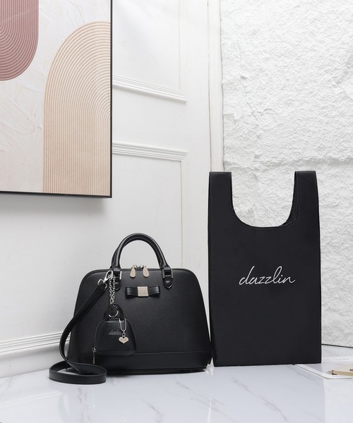 dazzlin（ダズリン）の「【dazzlin/ダズリン】バレッタリボン　エコバッグ入バッグチャーム付　ミディアムハンドバッグ（ハンドバッグ・レディース・ブラック/ブラック×ホワイト/ダークブラウン/グレー/ベージュ・FREE）」の10枚目の写真