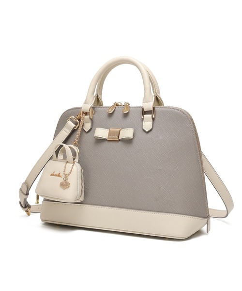 dazzlin（ダズリン）の「【dazzlin/ダズリン】バレッタリボン　エコバッグ入バッグチャーム付　ミディアムハンドバッグ（ハンドバッグ・レディース・ブラック/ブラック×ホワイト/ダークブラウン/グレー/ベージュ・FREE）」の21枚目の写真