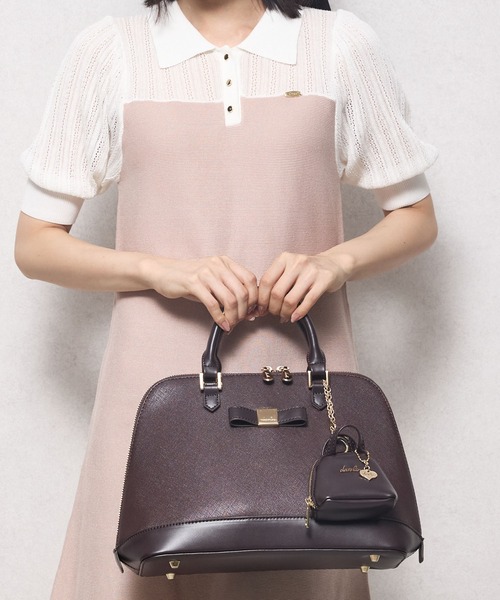 dazzlin（ダズリン）の「【dazzlin/ダズリン】バレッタリボン　エコバッグ入バッグチャーム付　ミディアムハンドバッグ（ハンドバッグ・レディース・ブラック/ブラック×ホワイト/ダークブラウン/グレー/ベージュ・FREE）」の15枚目の写真