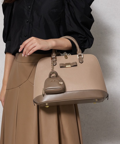 dazzlin（ダズリン）の「【dazzlin/ダズリン】バレッタリボン　エコバッグ入バッグチャーム付　ミディアムハンドバッグ（ハンドバッグ・レディース・ブラック/ブラック×ホワイト/ダークブラウン/グレー/ベージュ・FREE）」の9枚目の写真