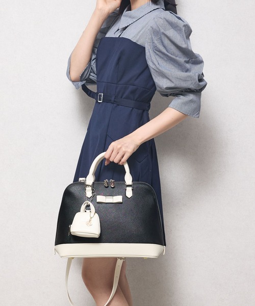 dazzlin（ダズリン）の「【dazzlin/ダズリン】バレッタリボン　エコバッグ入バッグチャーム付　ミディアムハンドバッグ（ハンドバッグ・レディース・ブラック/ブラック×ホワイト/ダークブラウン/グレー/ベージュ・FREE）」の13枚目の写真