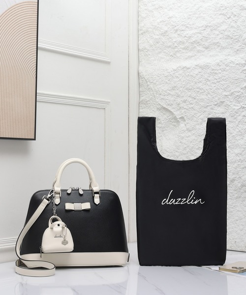 dazzlin（ダズリン）の「【dazzlin/ダズリン】バレッタリボン　エコバッグ入バッグチャーム付　ミディアムハンドバッグ（ハンドバッグ・レディース・ブラック/ブラック×ホワイト/ダークブラウン/グレー/ベージュ・FREE）」の12枚目の写真