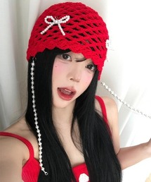 25AW GIRL リボンニット帽 赤 新品未使用 コムデギャルソンガール リボン付ニット帽 赤 - メルカリ