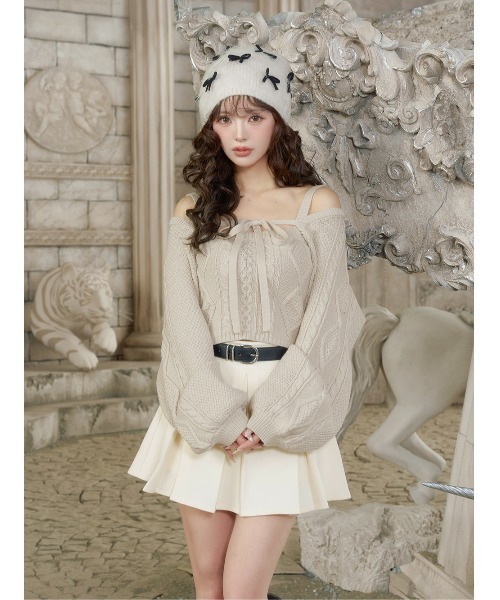 ダーリッチ darich ケーブルショートニットアンサンブル アイボリー IVO ケーブルショートニットアンサンブル（アンサンブル）｜Darich