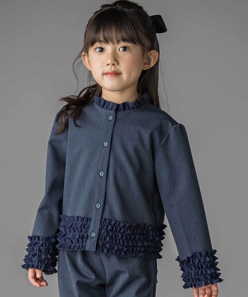 BeBe Petits Pois Vert（ベベプチポワヴェール）の「シフォンフリルブラウス+ロングパンツセットアップ（セットアップ・キッズ・ブラック系その他/ブルー・100cm/110cm/120cm/130cm/140cm/150cm）」の15枚目の写真