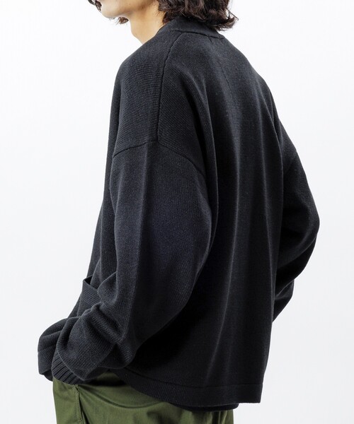 良品◎プリーツプリーズ カーディガン Vネック 2020年 洗える 黒 L プリーツプリーズPLEATS PLEASE メッシュプリーツサイドスリット